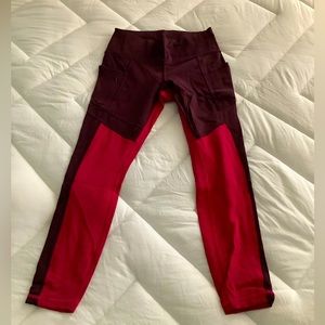Athleta Red/Maroon All In 7/8 Tight-Sz SML